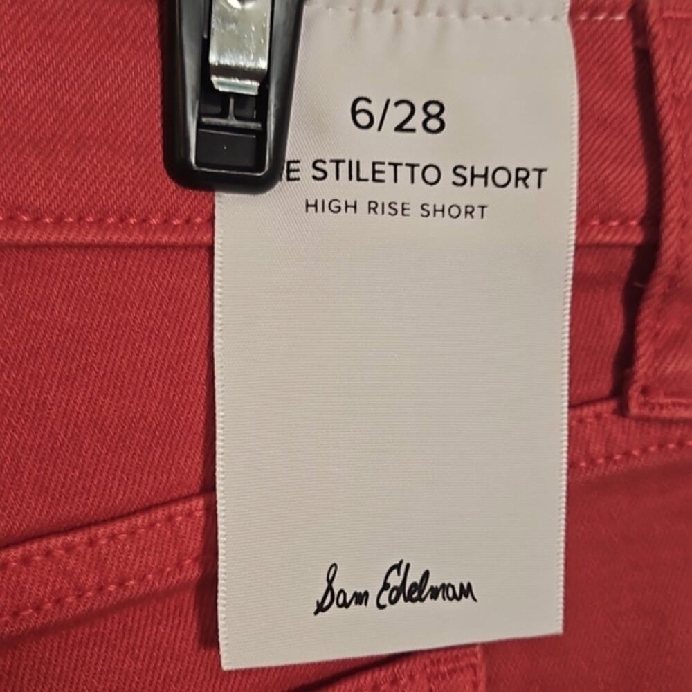 NWT Sam Edelman The Stilleto High Rise Cutoff Shorts in Cherry Sz 6 - Picture 6 of 8